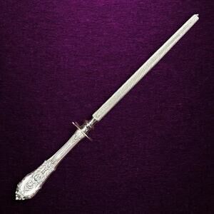 Wallace RARE VINTAGE 1934 Rose Point Sterling Silver Handle 12" Knife Sharpener